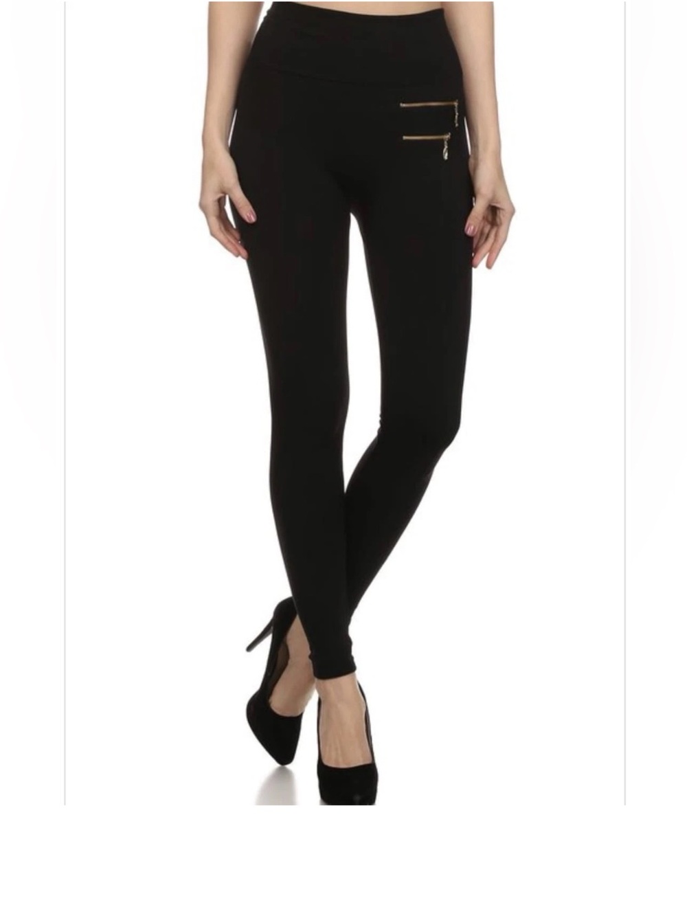 Black Slim Zip-Pocket Leggings